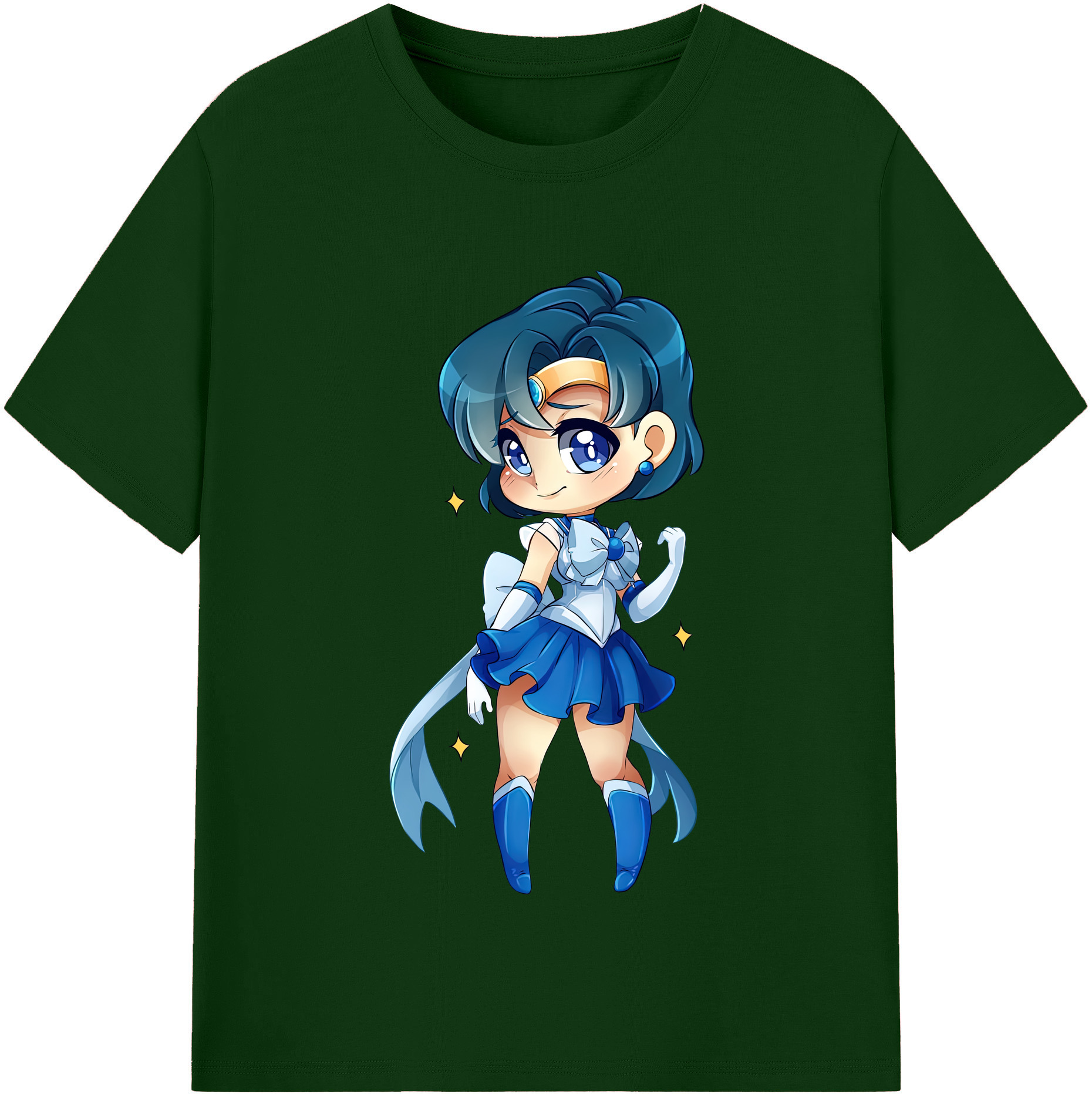 （画像用） 美少女戦士セーラームーン 水野 亜美 みずの あみ Sailor Moon Mizuno Ami 綿100％半袖Tシャツ（フロントプリント）